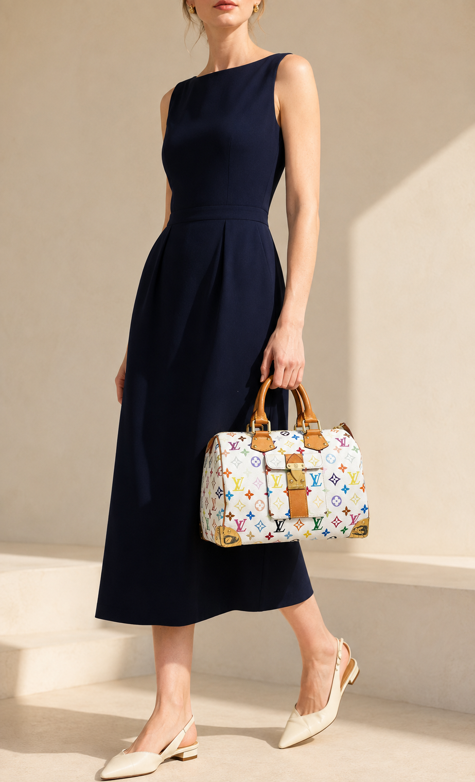 Louis Vuitton Speedy 30 Bag White Multicolor Monogram Canvas Gold-Tone Hardware
