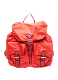 Prada Red Tessuto Nylon Backpack Leather Trim Made in Italy
