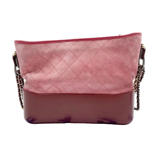 Chanel Medium Gabrielle Hobo rear view showing suede discoloration and wear