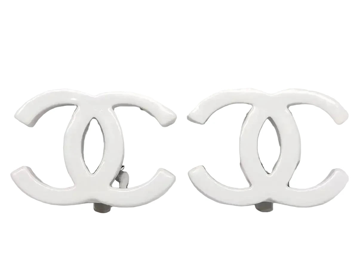 Vintage Chanel CC Logo Resin Clip-On Earrings