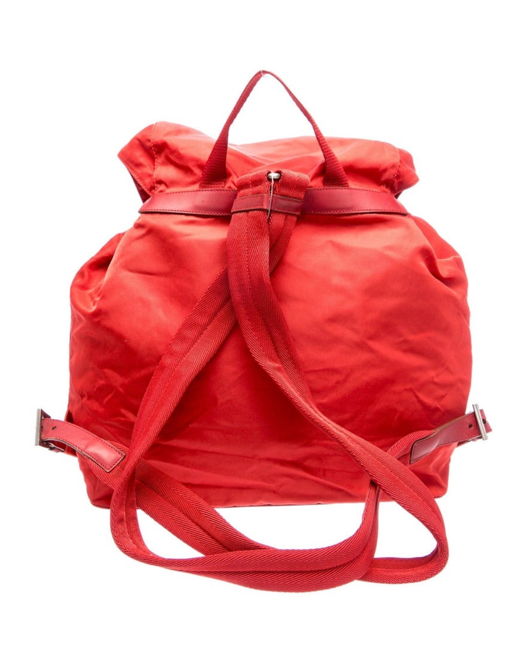 Prada Red Tessuto Nylon Backpack Leather Trim Made in Italy