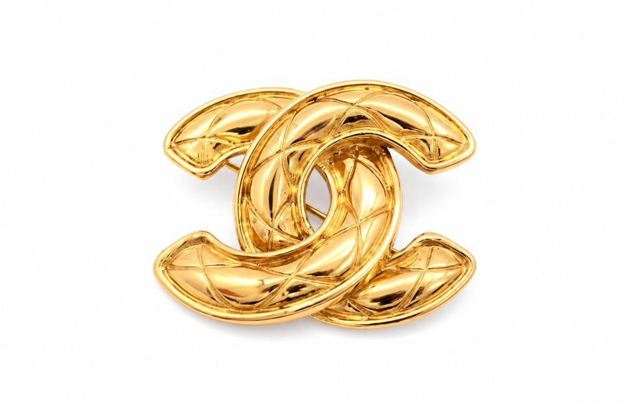 Chanel Small Quilted CC Brooch - Gold Tone (94P) - product view 1