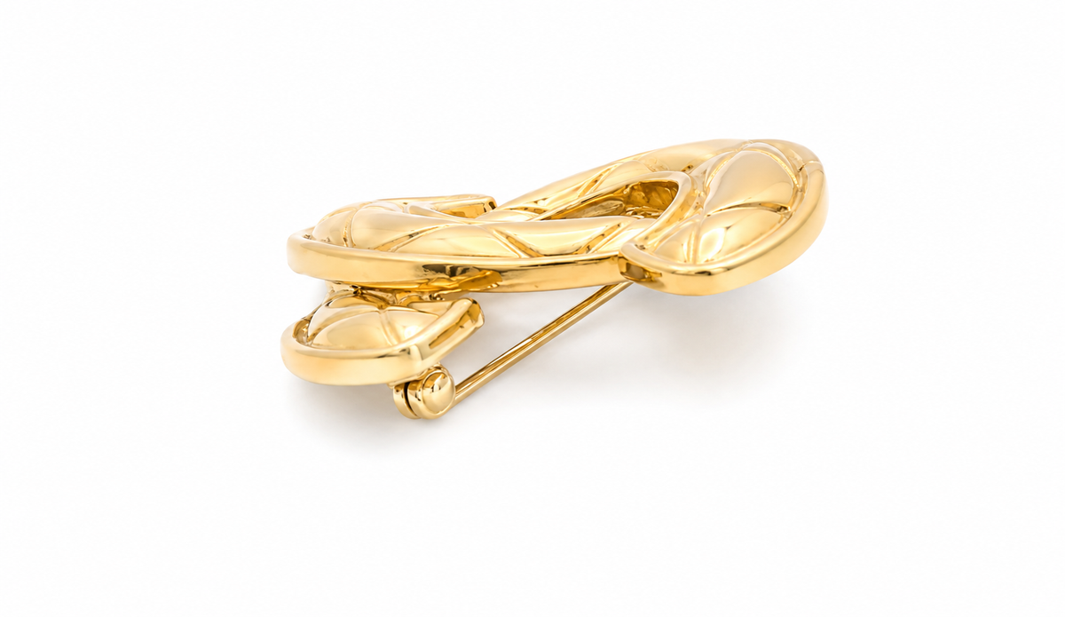 Chanel Small Quilted CC Brooch - Gold Tone (94P) - product view 3