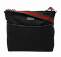 Gucci Black GG Canvas Web Messenger Crossbody Bag Made in Italy