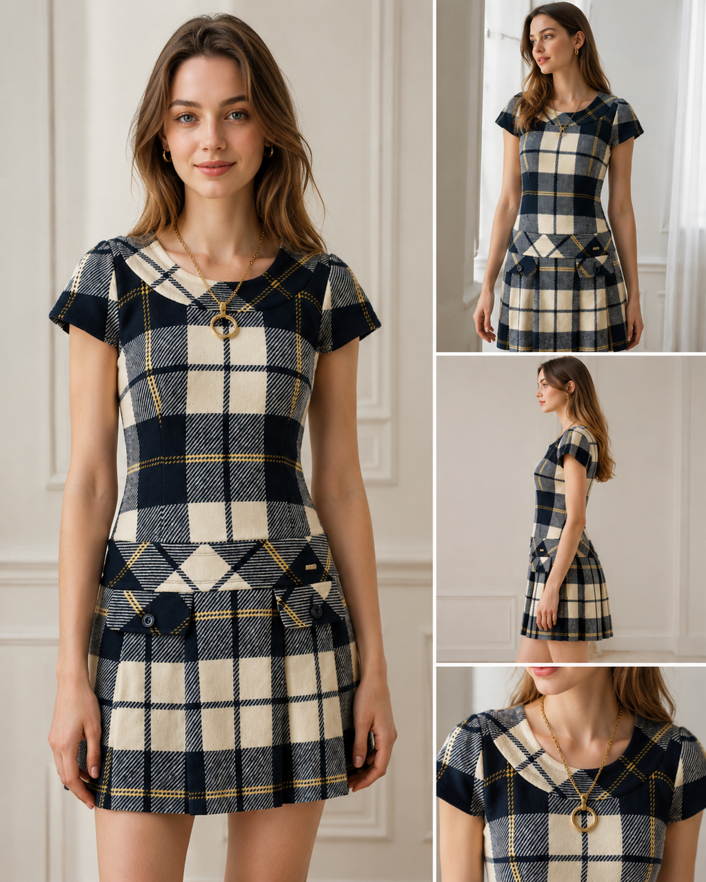 Burberry Blue Label Plaid Dress Navy Check