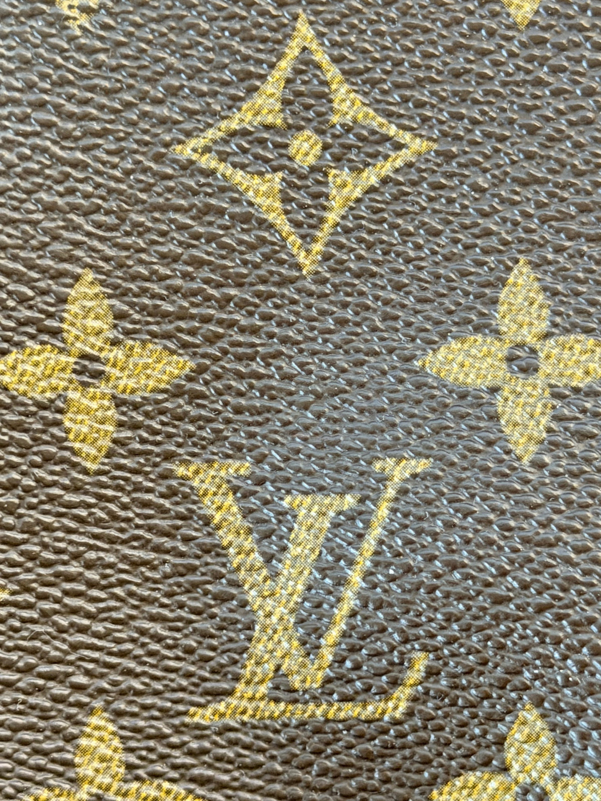 Louis Vuitton Monogram coated canvas close-up detail
